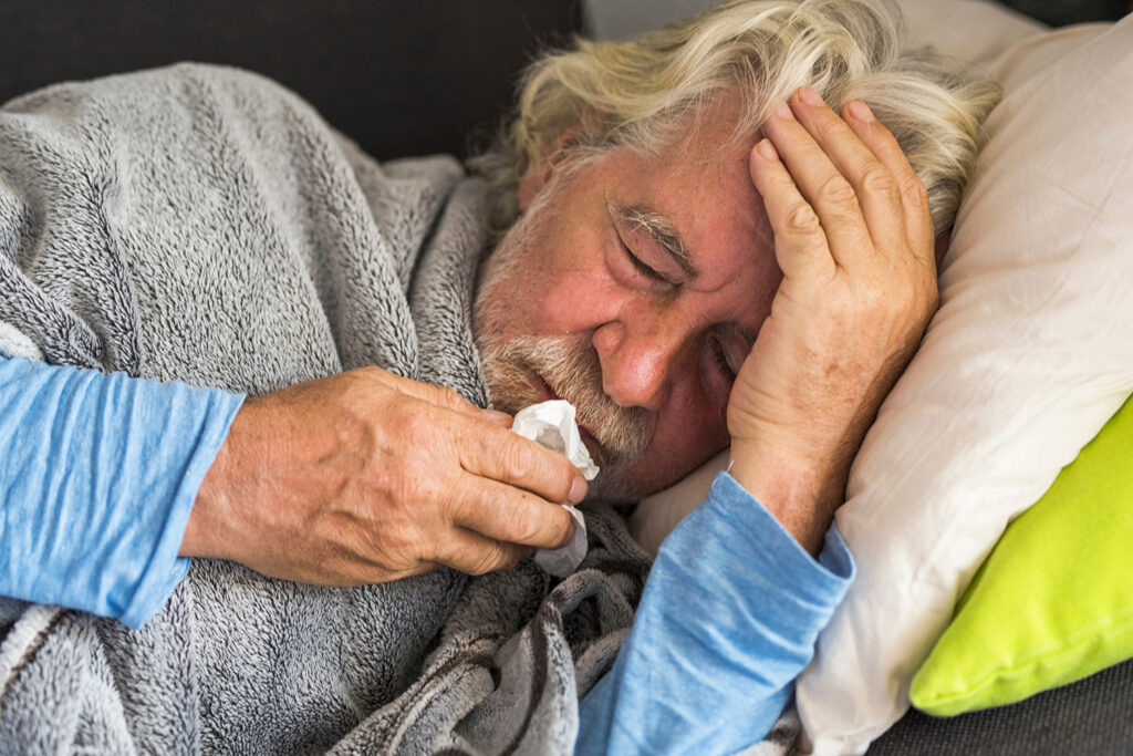 Elderly man with the flu