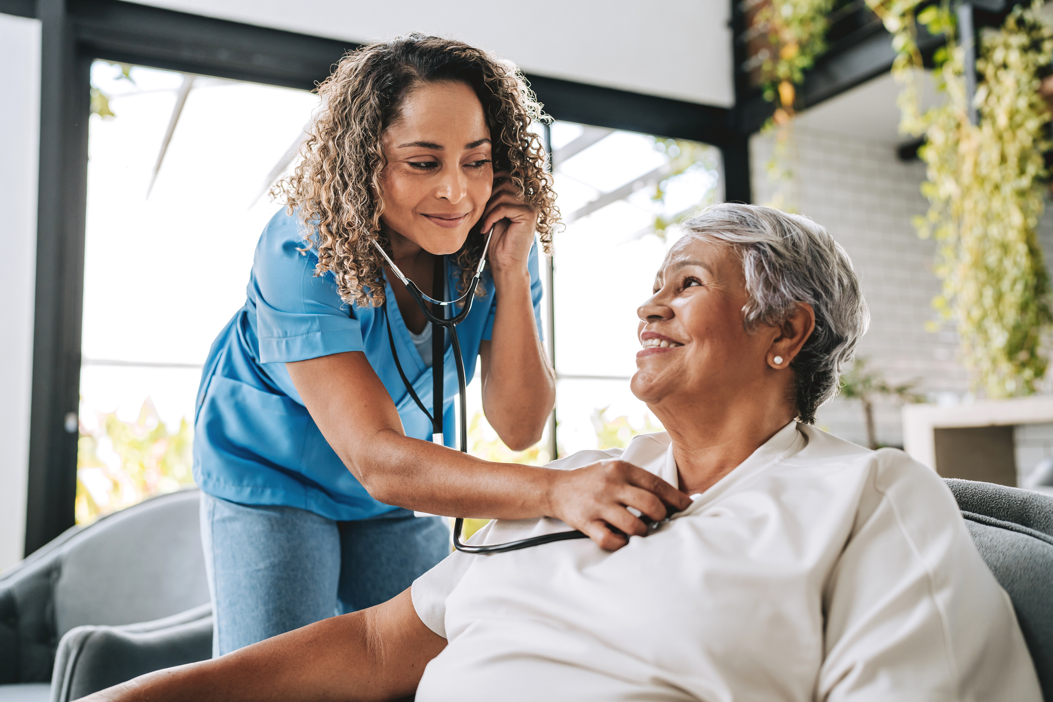 Skilled medical practitioner with patient